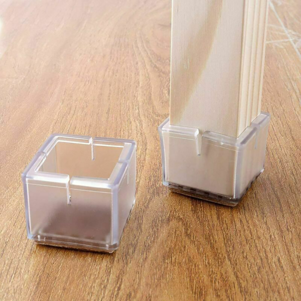 24pcs Square Chair Leg Caps Silicone Floor Protectors Furniture Table Feet Cover