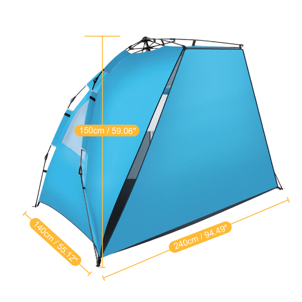  Fiberglass Pole Oxford Cloth Quick-Open Free Ride Beach Tent Blue 