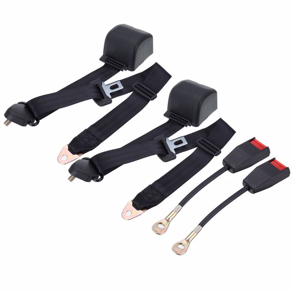 Ambienceo 2 Set Retractable 3 Point Safety Belt for Universal Car