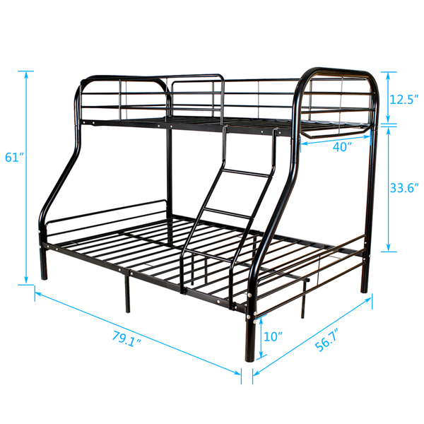  Bunk Bed with Oblique Ladder Black 