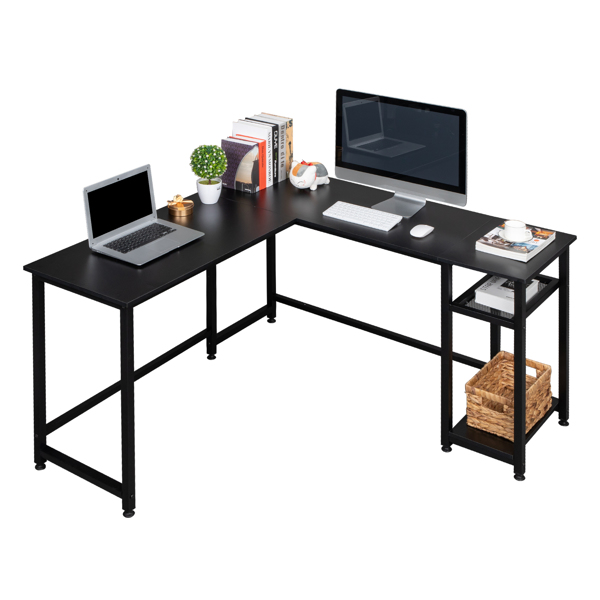 Particleboard Paste Triamine L-Shaped Right Angle 140cm Splicing Computer Desk Black