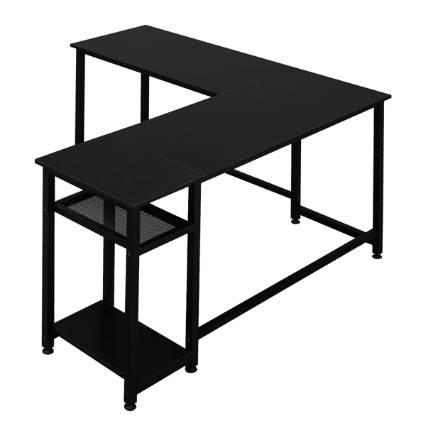 Particleboard Paste Triamine L-Shaped Right Angle 140cm Splicing Computer Desk Black