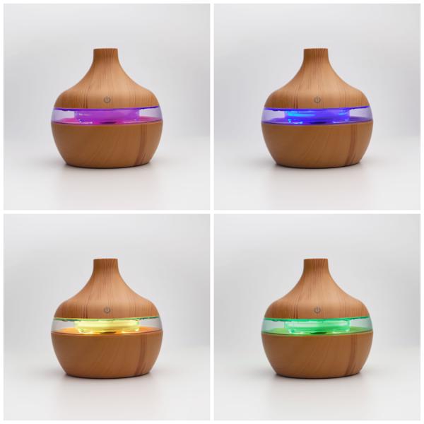5V colorful wood grain aromatherapy machine-light brown (with 1 x Essential Oil Set)