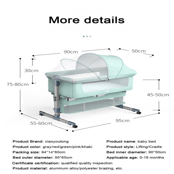 Rocking bed Washable New Born Bed Portable Removable Crib Adjustment Big Bed Foldable Cradle 