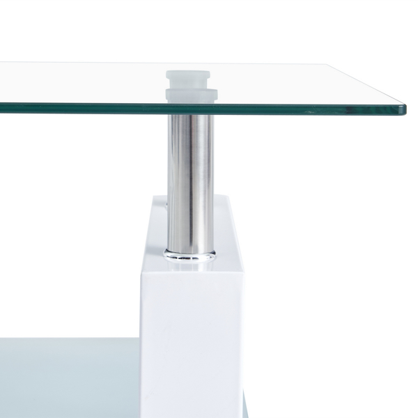 100*60*45.5cm Double-Glazed Dining Table Stainless Steel Table Legs