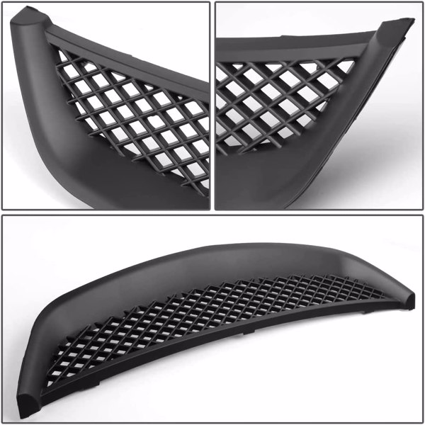 LEAVAN Mesh Hood Front Bumper Grille Guard Compatible with 2001-2003 Honda Civic 7th Gen JDM Type-R Style ABS Plastic Grill Black