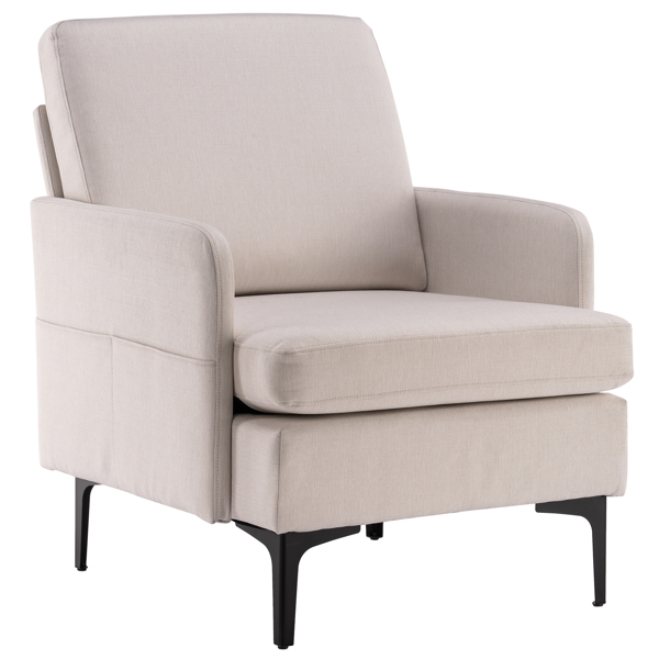 FCH Lounge Chair, Comfy Single Sofa Accent Chair for Bedroom Living Room Guestroom, Beige