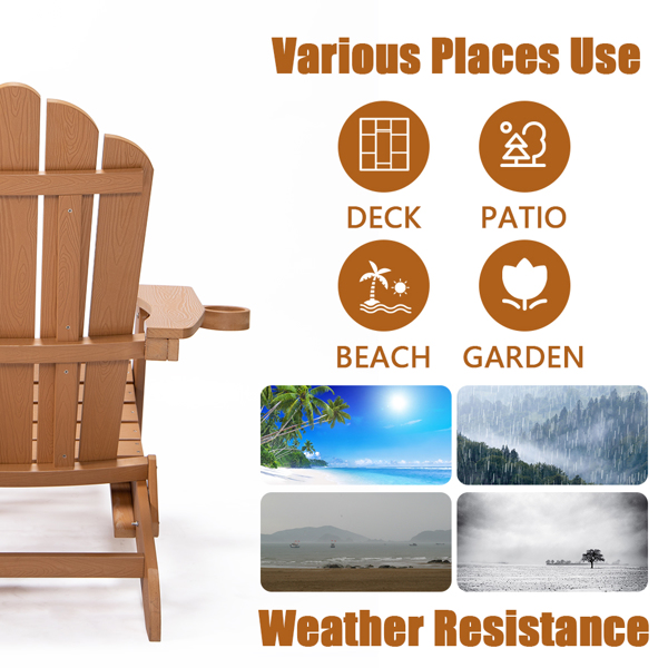 TALE Folding Adirondack Chair with Pullout Ottoman with Cup Holder, Oaversized, Poly Lumber,  for Patio Deck Garden, Backyard Furniture, Easy to Install,.BROWN. Banned from selling on Amazon