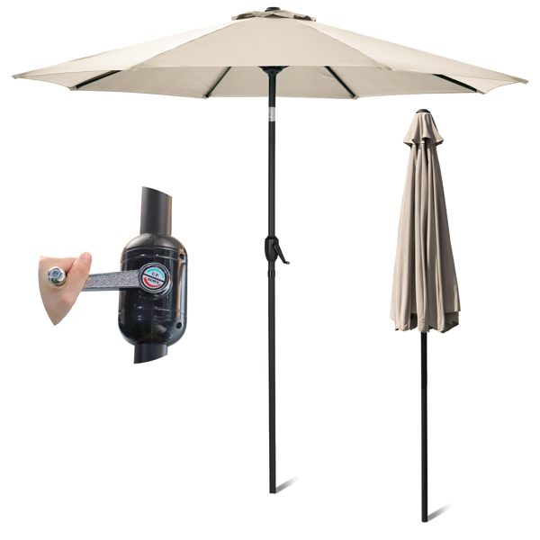 Brown 2.7M Garden Parasol, Patio Umbrella Sun Shading Tilting Sun Shade With Crank Handle, UV Protective 50+, Aluminium Pole, Compact For Pool, Garden, Any Outdoor Spaces