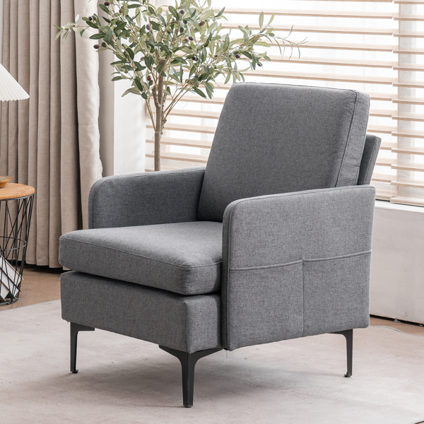 FCH Lounge Chair, Comfy Single Sofa Accent Chair for Bedroom Living Room Guestroom, Dark Grey