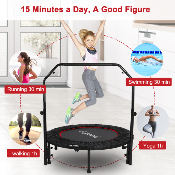 50" Fitness Trampoline for Kids Adults，Indoor Outdoor Mini Trampoline