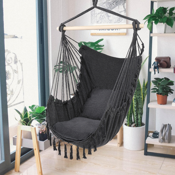 1.5*1.2m Tassel Plus Pillow Hanging Chair Gray 