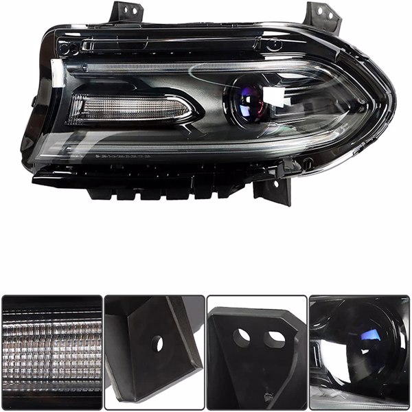 LEAVAN Headlights Assembly 68294431AF CH2502270 Replacement for 2015-2021 Dodge Charger Projector Headlight Left Side (Driver Side)