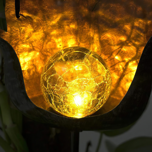Solar Powered Lawn Lamp Exquisite Ground Street Light Cane Rod Angel Flame Moon Decorative LED Solar Lamp Iron Glass IP44 Waterproof for Garden Lawn Walkway Patio Yard
