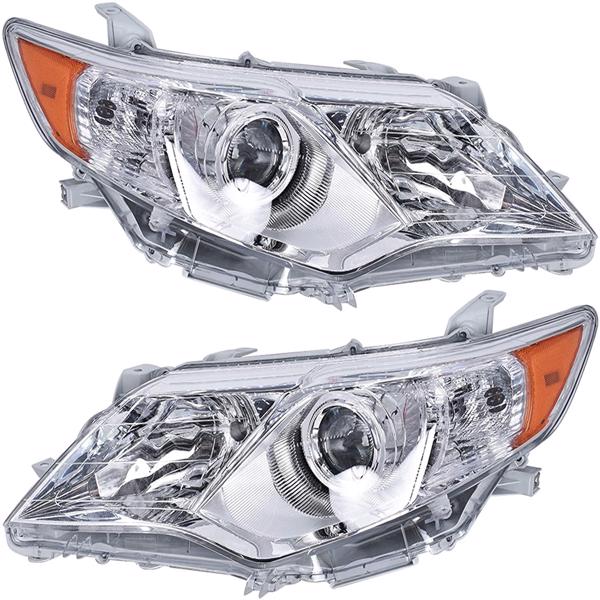 LEAVAN Headlight Assembly For Toyota Camry 2012-2014 Driver and Passenger Side Headlamps W/Amber Corner