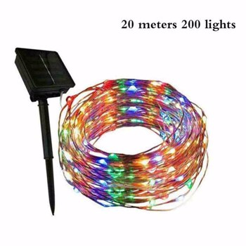 20m 200 LED Solar Power String Fairy Lights Copper Wire light For Outdoor Garden Party