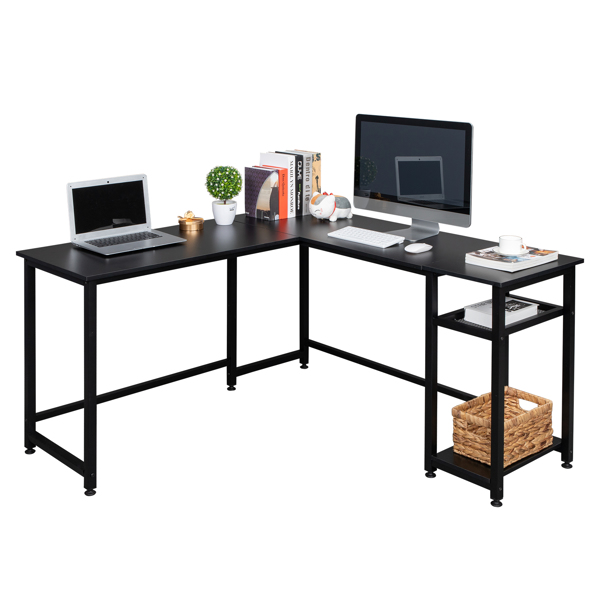 Particleboard Paste Triamine L-Shaped Right Angle 140cm Splicing Computer Desk Black