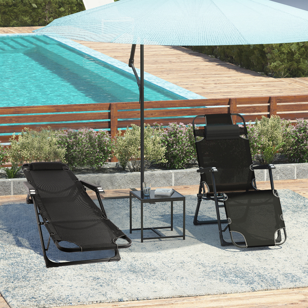 Sunloungers Folding Recliner, Zero Gravity Garden Chair with Removable Headrest, Adjustable Backrest and Armrest, Outdoor Sun Lounger Garden Chairs for Patio Poolside Balcony Backyard