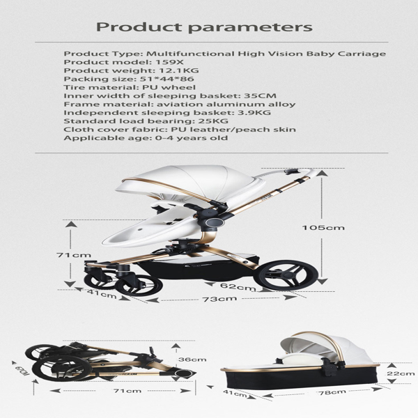 Fast and Free Shipping Aulon Baby Stroller 2 in 1 High land-scape Pram New Carriage on 2021