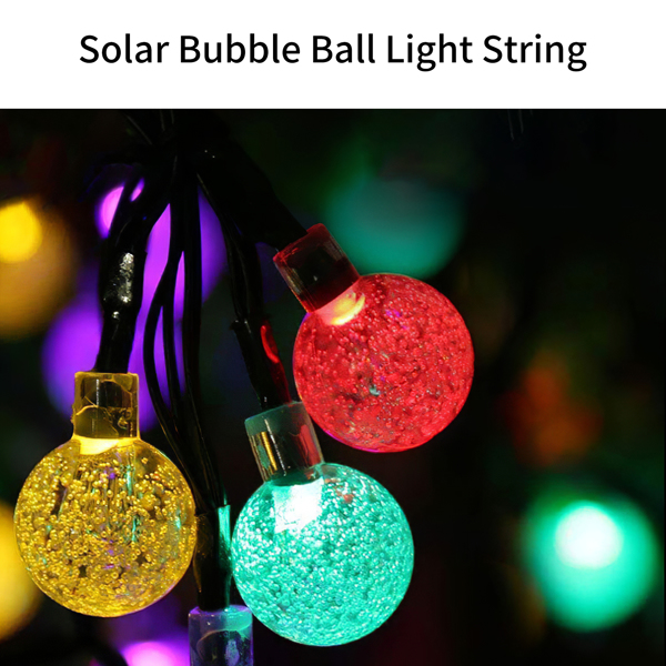 Solar Bulb String Light Waterproof 8 Light Modes 60 LED Fairy Light Solar-Powered Automatic Wall Mounted Plug in Multi-Purpose Lamp for Garden Backyard Home Decoration