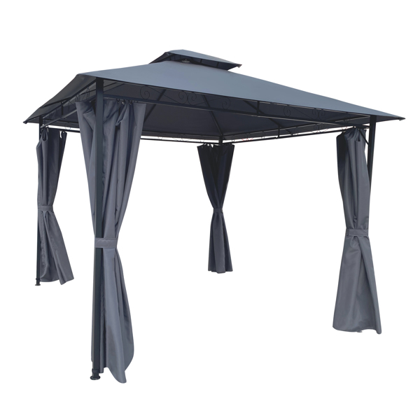 10x10 Ft Outdoor Patio Garden Gazebo Tent  With Curtains,Gray