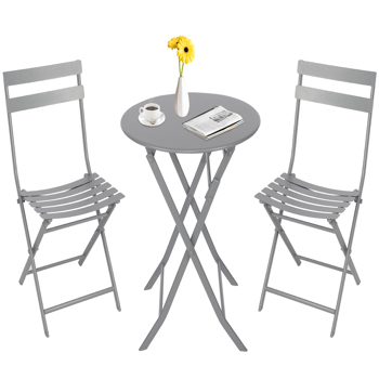 Folding Bistro Dining Table and Chairs Set 2, Folding Dining Table and Chairs with Premium Steel, Dining Room Furniture Set for Outdoor Garden Yard Porch Poolside Lawn Balcony