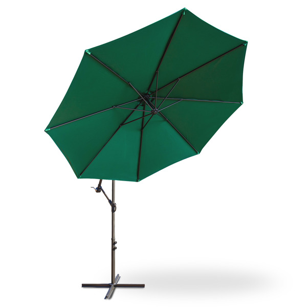 3M Garden Parasol, Patio Umbrella with 8 Sturdy Ribs, Outdoor Sunshade Canopy with Crank and Tilt Mechanism UV Protection Patio and Balcony Green