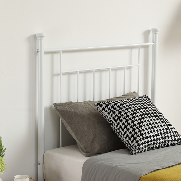 Simple Iron Round Tube Upper and Lower Horizontal Tube Middle Vertical Tube Twin Headboard White