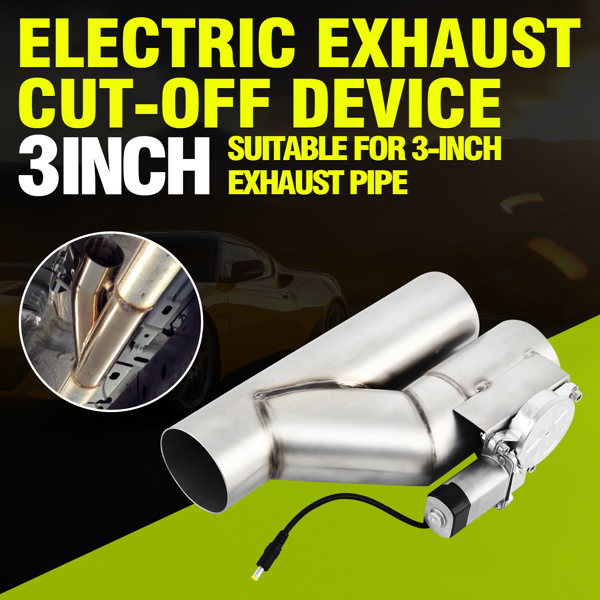 3“ Electric Exhaust Cutout Remote Controller Motor E-cut Valve Kit Dual Flaps