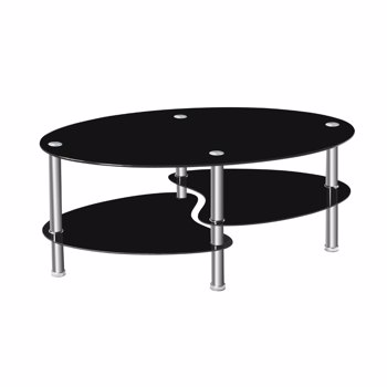 Dual Fishtail Style Tempered Glass Coffee Table Black 