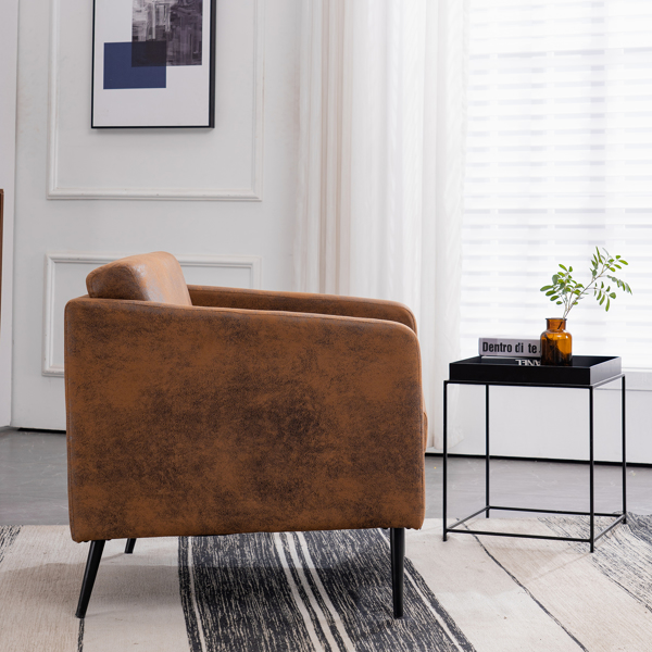 Iron Legs Wooden Frame 74*71*74cm  Bronzing Cloth Indoor Chair Orange