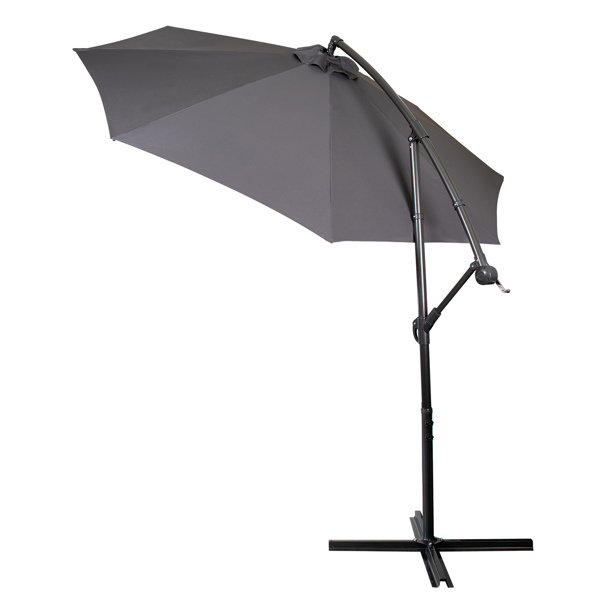 3M Garden Parasol, Patio Umbrella with 8 Sturdy Ribs, Outdoor Sunshade Canopy with Crank and Tilt Mechanism UV Protection Patio and Balcony Grey