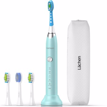 Electric Toothbrush, Lächen Sonic Toothbrushes with 4 Brush Heads, 5 Modes, Smart Timer, Travel Bag, USB Rechargeable Toothbrush, Fast Charge for 60 Days Use