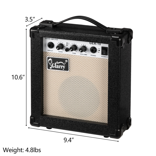 [Do Not Sell on Amazon] Glarry 10W GEA-10 Electric Guitar Folk guitars Amplifier Black