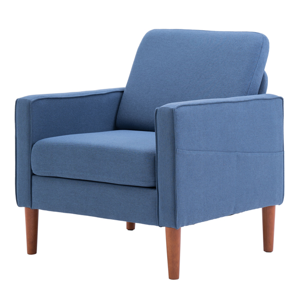 80*76*85cm  Linen Solid Wood Legs II Single Seat Without Chaise Concubine Solid Wood Frame Can Be Combined With Two Seats and Three Seats Indoor Modular Sofa Navy Blue