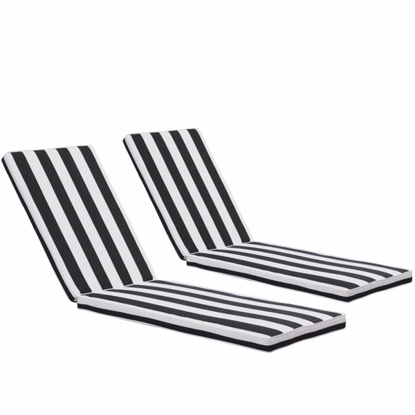 2PCS Set Outdoor Lounge Chair Cushion Replacement Patio Funiture Seat Cushion Chaise Lounge Cushion (Black/White Color)  [Sale to Temu is Banned.Weekend can not be shipped, order with caution]