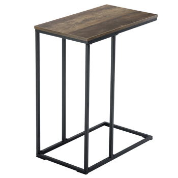 FCH 48*28*58cm C Type Single Layer MDF Iron Rectangle Brown Triamine Side Table Black Spray