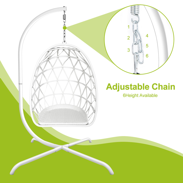 【周末无法发货，谨慎下单】Swing Egg Chair with Stand Indoor Outdoor Wicker Rattan Patio Basket Hanging Chair with C Type bracket , with cushion and pillow,Patio Wicker folding Hanging Chair