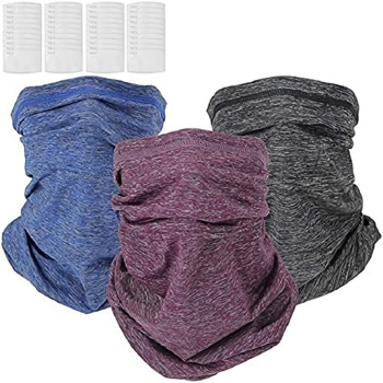 3Pcs Cooling Neck Gaiter with Filter (40PCS),UPF 50 Face Cover,bandana,Mask,Scarf for Men & Women& Kids,Windproof Outdoors sport/work Protective Equipment