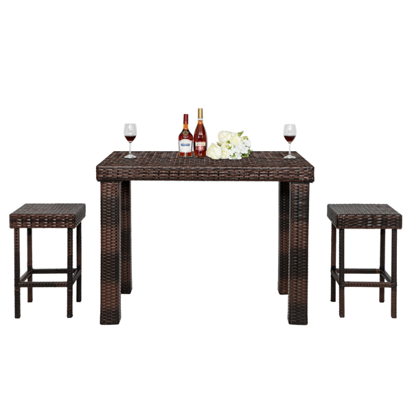 Bar Stool-Table and Chair Set of 5 Brown Gradient 