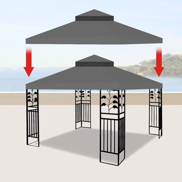 10 x 10 Ft Double Tiered Gazebo Replacement  Top Cover  [Sale to Temu is Banned.Weekend can not be shipped, order with caution]