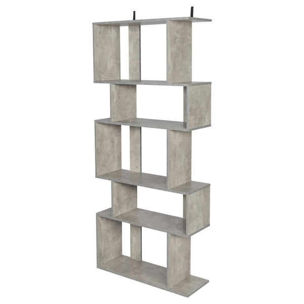 Freestanding Ladder Bookcase, 5 Cubes Corner Storage Bookshelf, 5-Layer Shelves Closet Organizer Rack Display Cabinet (Gray)