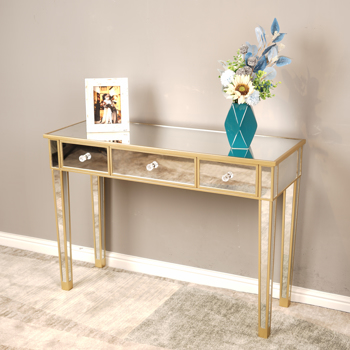 106*38*76cm Modern Mirror Three-pump Computer Desk Silver