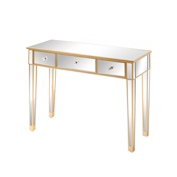 106*38*76cm Modern Mirror Three-pump Computer Desk Silver