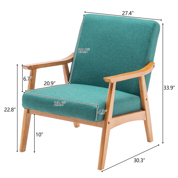 Single Seat C Backrest Without Buckle Fabric Simple Indoor Leisure Chair Emerald