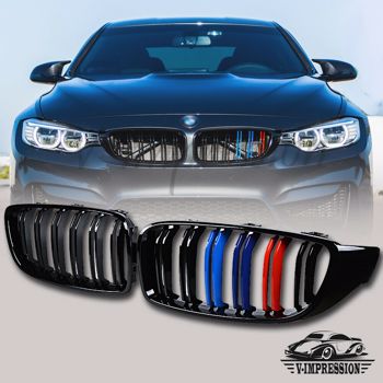 LEAVAN Front Kidney Grille For BMW 4-Series F32 F33 F36 F82 F80 Gloss Black M-Color