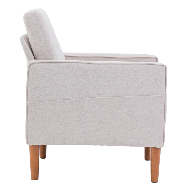 80*76*85cm  Linen Solid Wood Legs II Single Seat Without Chaise Concubine Solid Wood Frame Can Be Combined With Two Seats and Three Seats Indoor Modular Sofa Creamy White