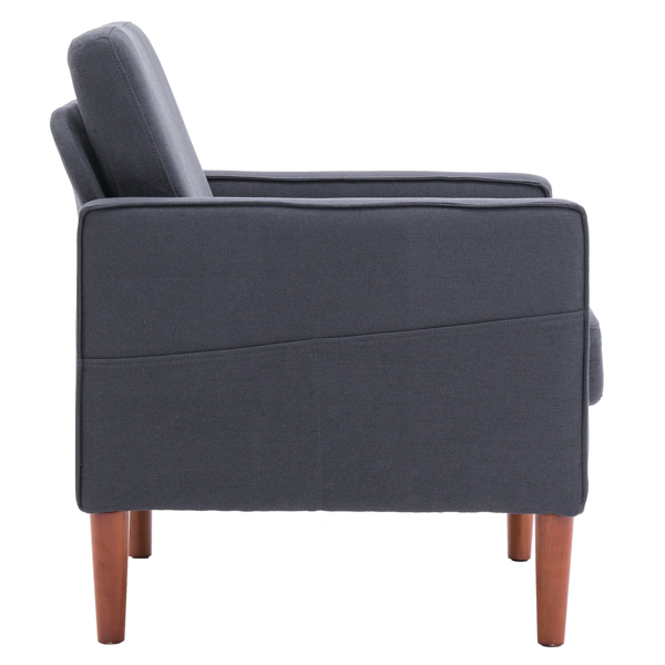 80*76*85cm  Linen Solid Wood Legs II Single Seat Without Chaise Concubine Solid Wood Frame Can Be Combined With Two Seats and Three Seats Indoor Modular Sofa Dark Grey