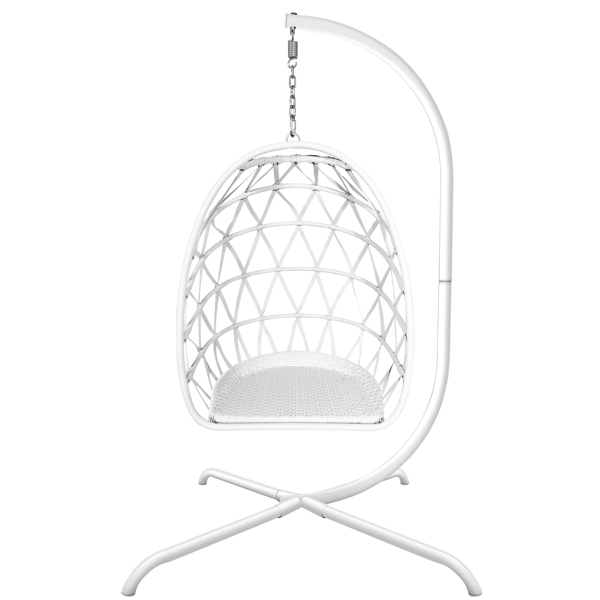 【周末无法发货，谨慎下单】Swing Egg Chair with Stand Indoor Outdoor Wicker Rattan Patio Basket Hanging Chair with C Type bracket , with cushion and pillow,Patio Wicker folding Hanging Chair