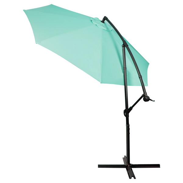 3M Garden Parasol, Patio Umbrella with 8 Sturdy Ribs, Outdoor Sunshade Canopy with Crank and Tilt Mechanism UV Protection Patio and Balcony Lake Blue